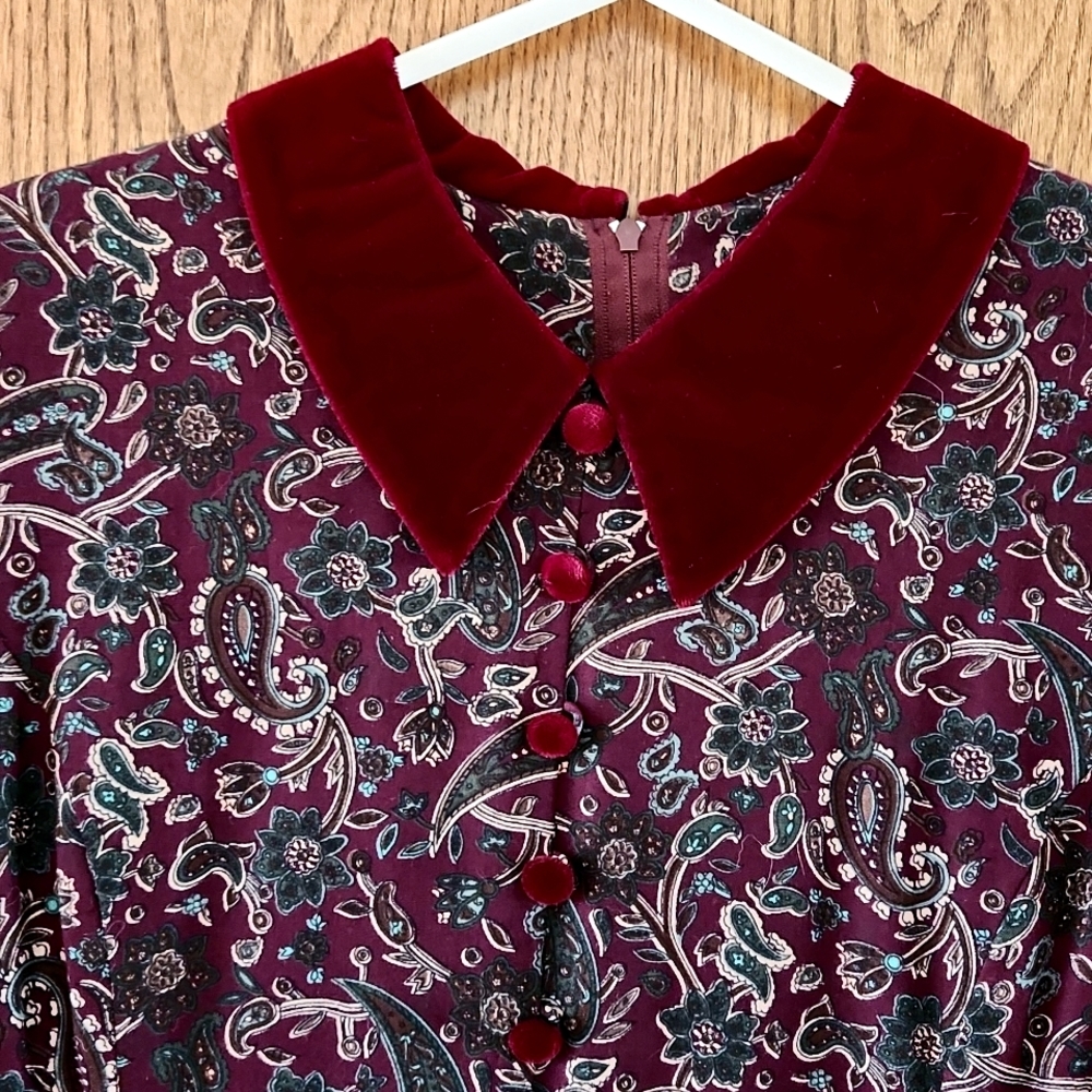 Vintage Misses Dress - Halmode Petites Size 12 - Rayon with velvet trim